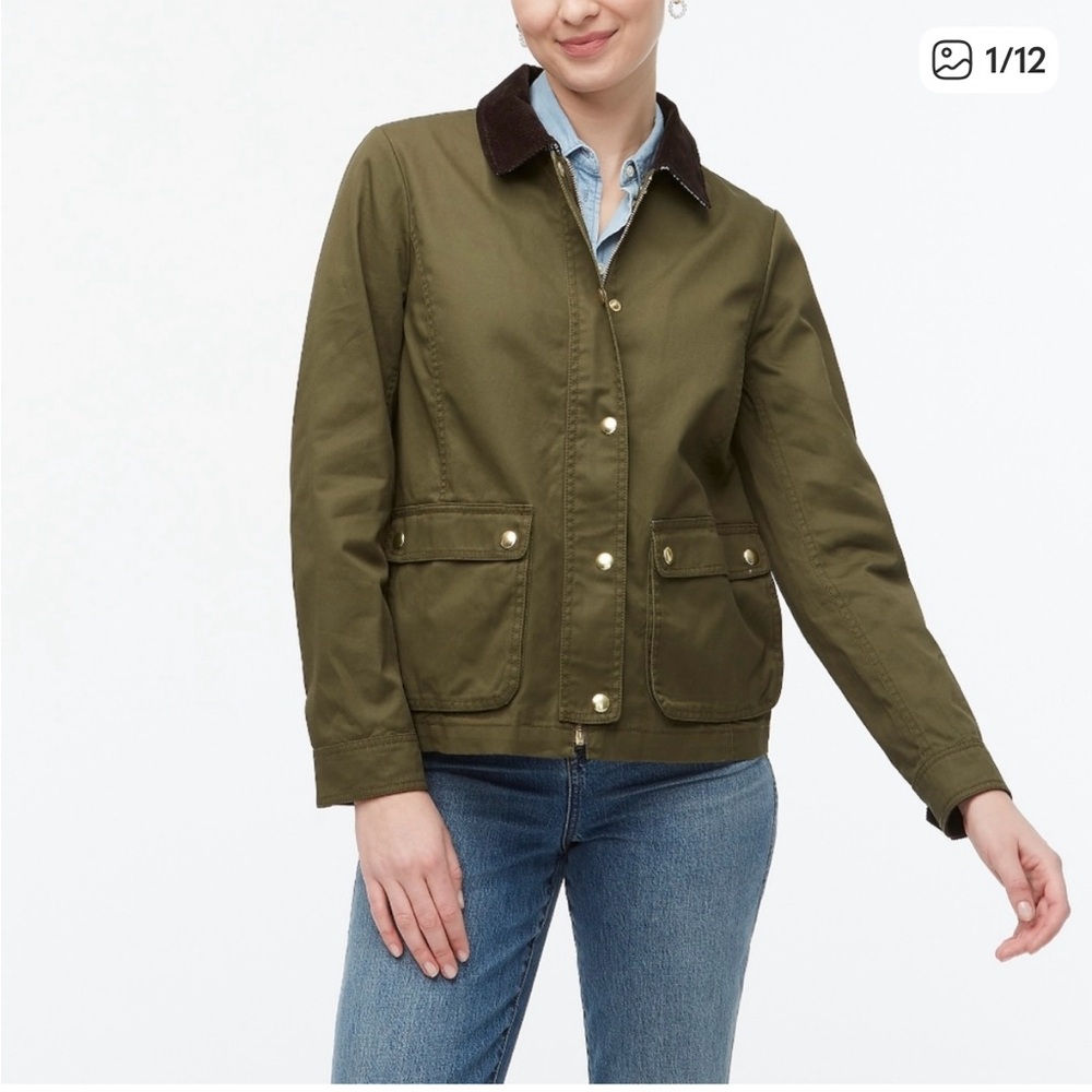 J. Crew Orchard Utility Jacket with Brown Collar